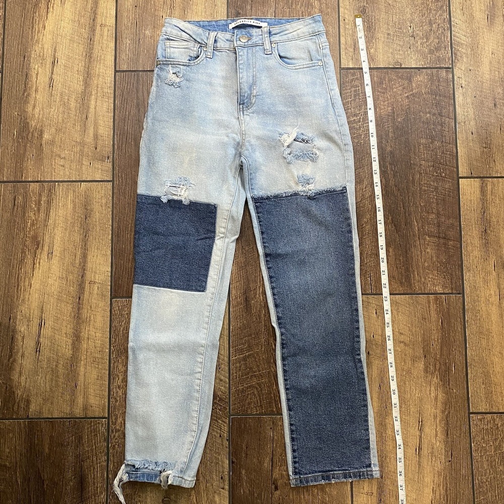 Celebrity Pink Jeans Womens 3 Slim Straight Destructed Patch Light Wash